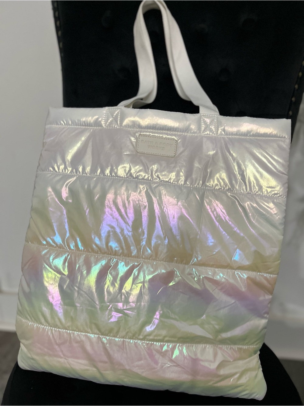 Bath & Body Works Iridescent White Puffer Tote Bag - Women